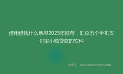 借用借钱什么意思2025年推荐，汇总五个手机支付宝小额贷款的软件