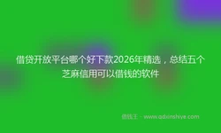 借贷开放平台哪个好下款2026年精选，总结五个芝麻信用可以借钱的软件