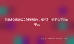 借钱300微信2026年精选，概括5个逾期必下款的平台