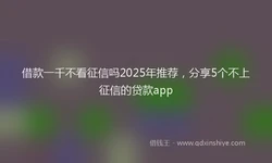 借款一千不看征信吗2025年推荐，分享5个不上征信的贷款app