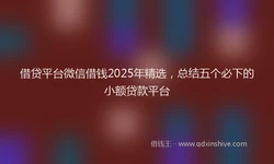 借贷平台微信借钱2025年精选，总结五个必下的小额贷款平台