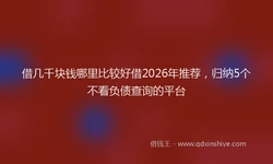 借几千块钱哪里比较好借2026年推荐，归纳5个不看负债查询的平台