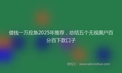 借钱一万应急2025年推荐，总结五个无视黑户百分百下款口子