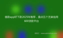 借款app好下款2025年推荐，盘点五个芝麻信用600贷款平台