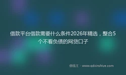 借款平台借款需要什么条件2026年精选，整合5个不看负债的网贷口子