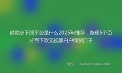 借款必下的平台是什么2025年推荐，整理5个百分百下款无视黑白户网贷口子