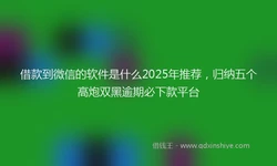 借款到微信的软件是什么2025年推荐，归纳五个高炮双黑逾期必下款平台
