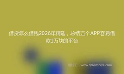 借贷怎么借钱2026年精选，总结五个APP容易借款1万块的平台