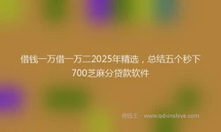 借钱一万借一万二2025年精选，总结五个秒下700芝麻分贷款软件