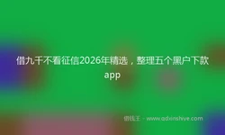 借九千不看征信2026年精选，整理五个黑户下款app