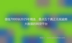 借钱7000块2025年精选，盘点五个真正无视逾期大数据的网贷平台