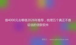 借4000元去哪借2026年推荐，梳理五个真正不查征信的贷款软件