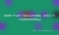 借贷哪个平台好 下款快2026年精选，总结五个不上征信报告的贷款app