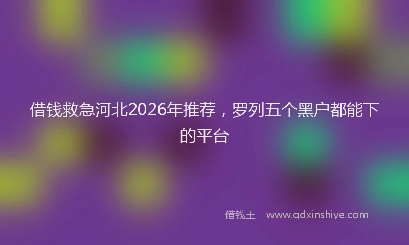 借钱救急河北2026年推荐，罗列五个黑户都能下的平台