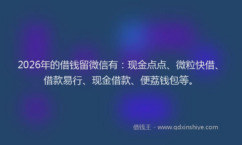 2026年的借钱留微信有：现金点点、微粒快借、借款易行、现金借款、便荔钱包等。