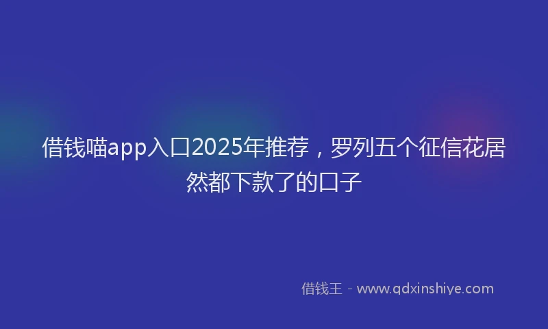 借钱喵app入口2025年推荐，罗列五个征信花居然都下款了的口子