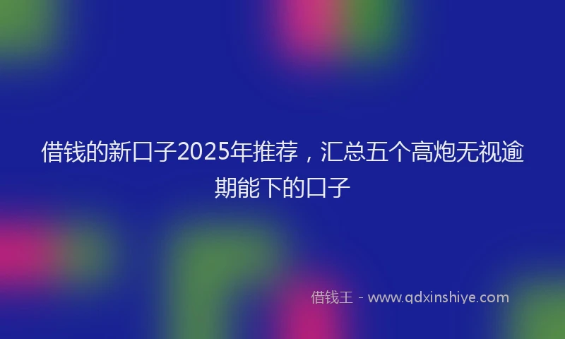 借钱的新口子2025年推荐,汇总五个高炮无视逾期能下的口子