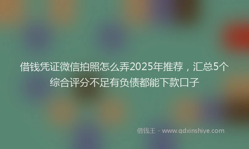 借钱凭证微信拍照怎么弄2025年推荐，汇总5个综合评分不足有负债都能下款口子