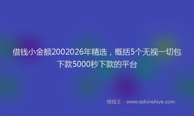 借钱小金额2002026年精选,概括5个无视一切包下款5000秒下款的平台