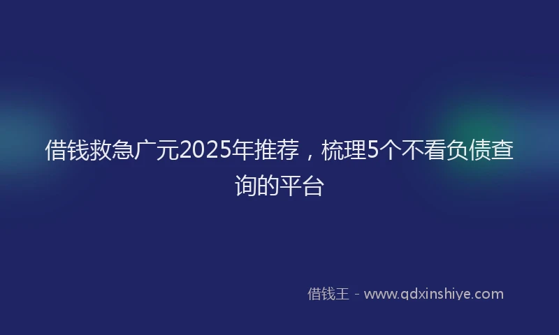借钱救急广元2025年推荐,梳理5个不看负债查询的平台