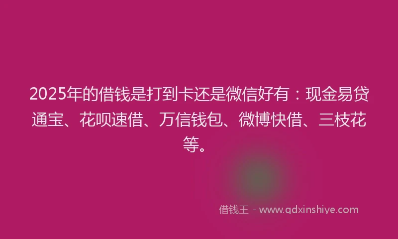 2025年的借钱是打到卡还是微信好有：现金易贷通宝、花呗速借、万信钱包、微博快借、三枝花等。