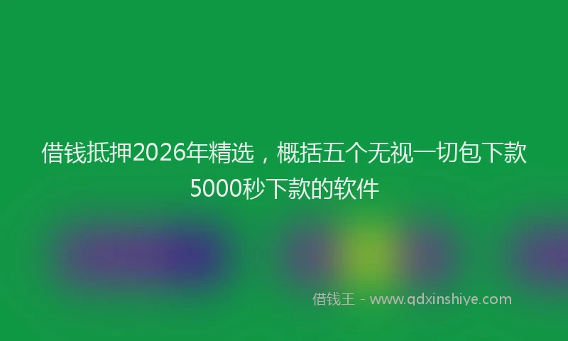 借钱抵押2026年精选，概括五个无视一切包下款5000秒下款的软件