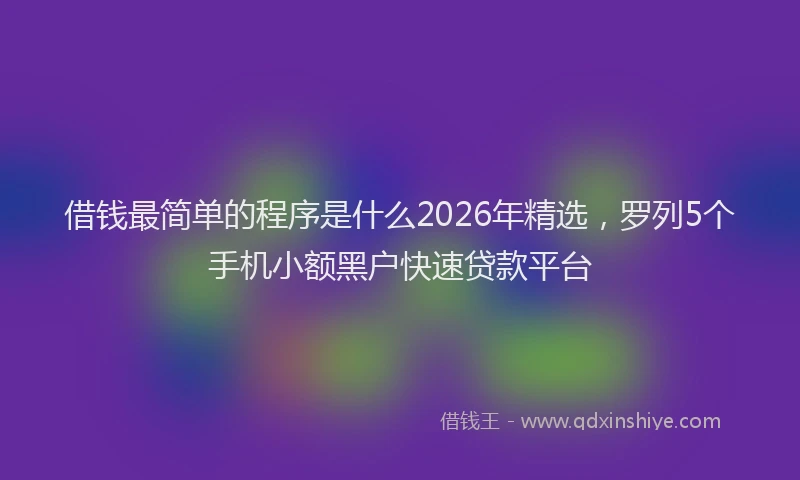 借钱最简单的程序是什么2026年精选，罗列5个手机小额黑户快速贷款平台