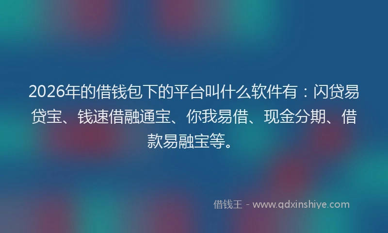 2026年的借钱包下的平台叫什么软件有：闪贷易贷宝、钱速借融通宝、你我易借、现金分期、借款易融宝等。