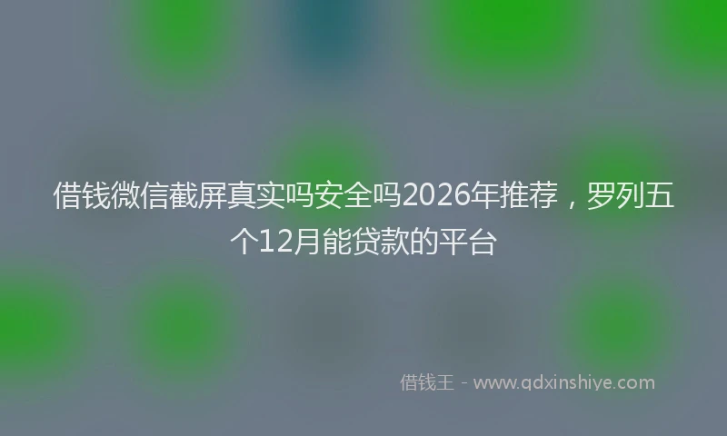借钱微信截屏真实吗安全吗2026年推荐，罗列五个12月能贷款的平台