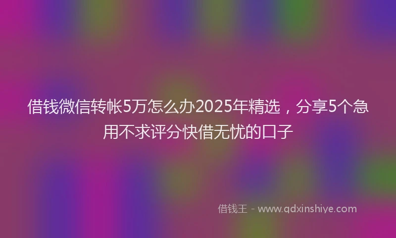 借钱微信转帐5万怎么办2025年精选，分享5个急用不求评分快借无忧的口子