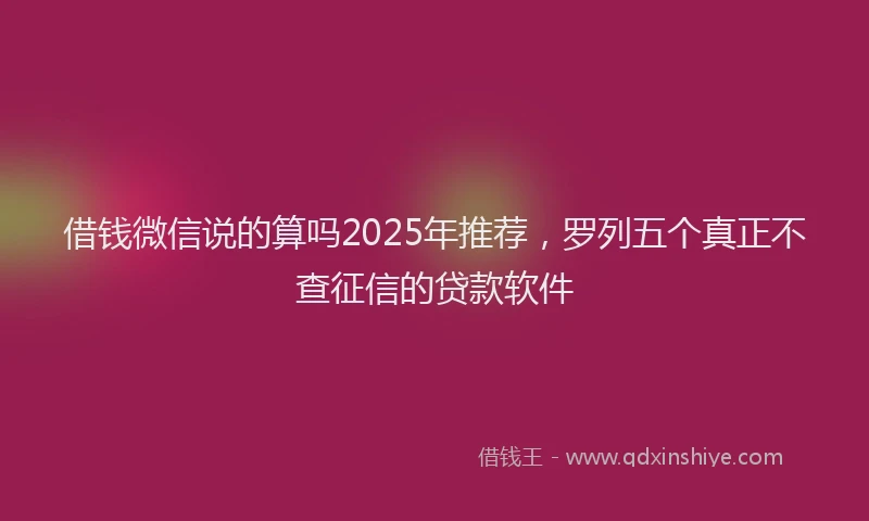 借钱微信说的算吗2025年推荐,罗列五个真正不查征信的贷款软件