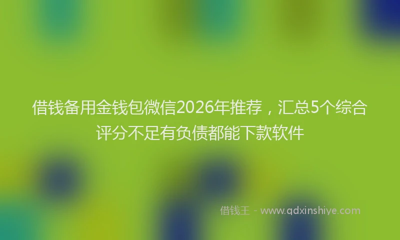 借钱备用金钱包微信2026年推荐，汇总5个综合评分不足有负债都能下款软件