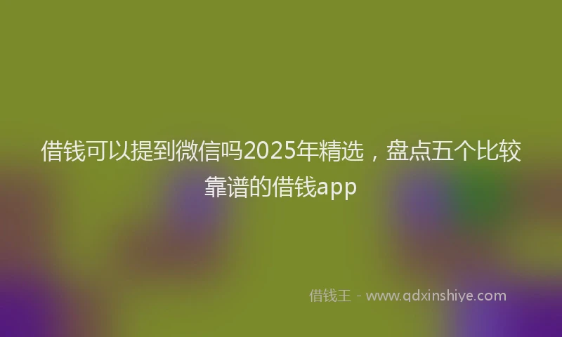 借钱可以提到微信吗2025年精选，盘点五个比较靠谱的借钱app