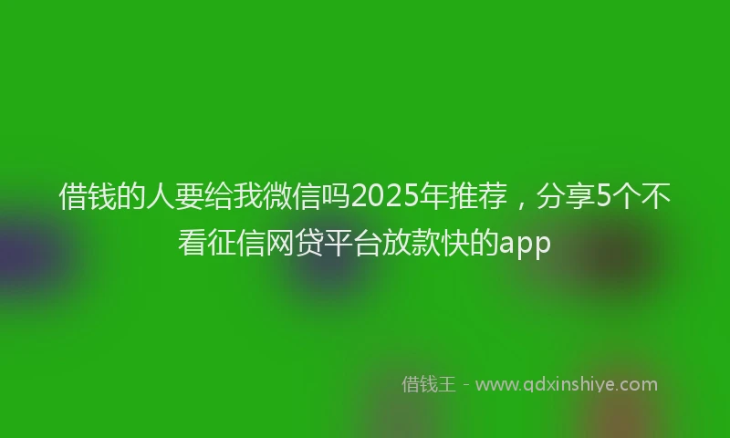 借钱的人要给我微信吗2025年推荐，分享5个不看征信网贷平台放款快的app