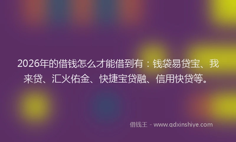 2026年的借钱怎么才能借到有：钱袋易贷宝、我来贷、汇火佑金、快捷宝贷融、信用快贷等。