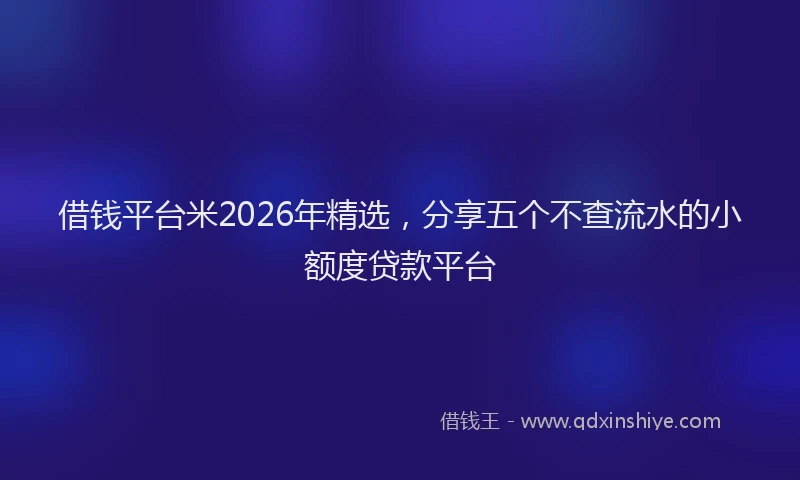 借钱平台米2026年精选，分享五个不查流水的小额度贷款平台