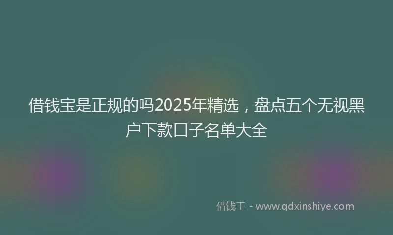 借钱宝是正规的吗2025年精选，盘点五个无视黑户下款口子名单大全