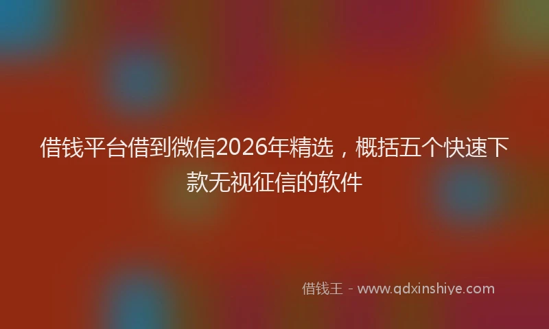 借钱平台借到微信2026年精选，概括五个快速下款无视征信的软件