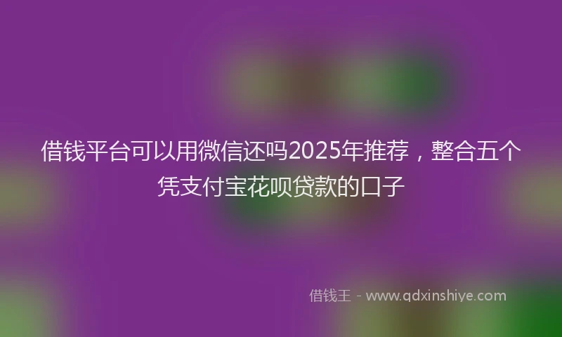 借钱平台可以用微信还吗2025年推荐，整合五个凭支付宝花呗贷款的口子