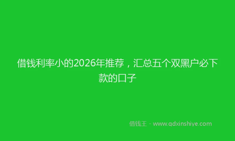 借钱利率小的2026年推荐，汇总五个双黑户必下款的口子