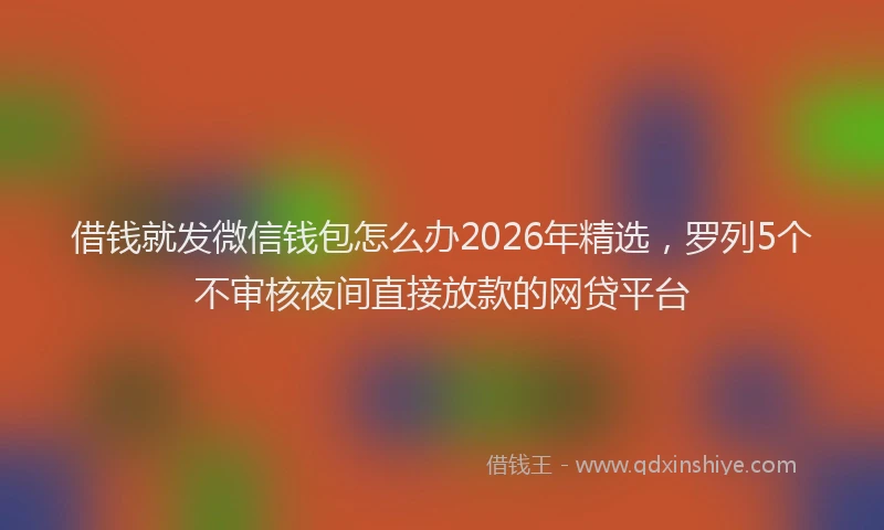 借钱就发微信钱包怎么办2026年精选，罗列5个不审核夜间直接放款的网贷平台