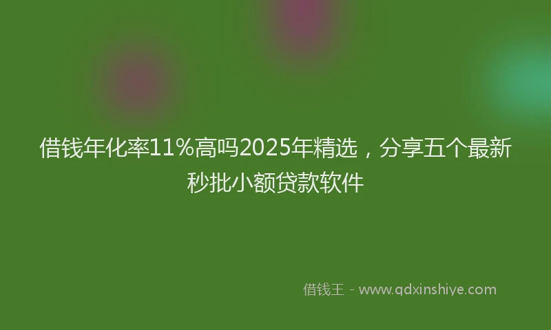 借钱年化率11%高吗2025年精选，分享五个最新秒批小额贷款软件