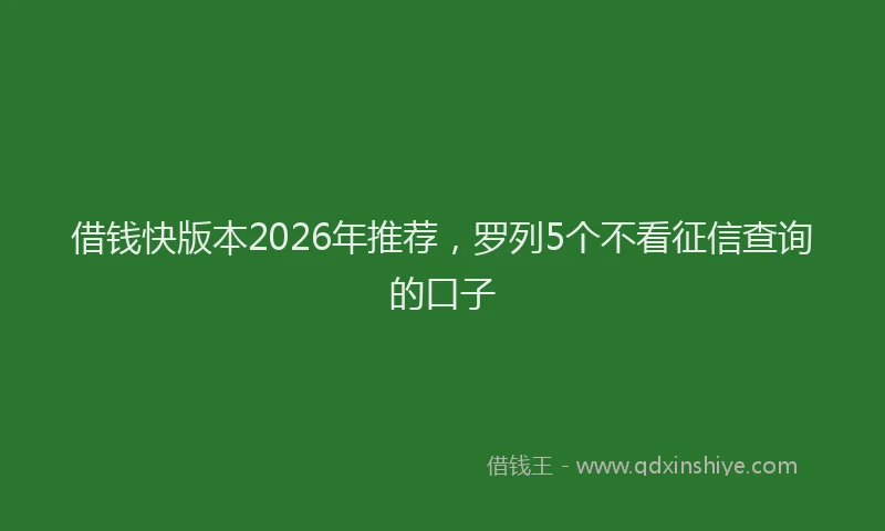 借钱快版本2026年推荐，罗列5个不看征信查询的口子