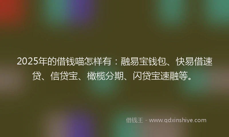 2025年的借钱喵怎样有：融易宝钱包、快易借速贷、信贷宝、橄榄分期、闪贷宝速融等。