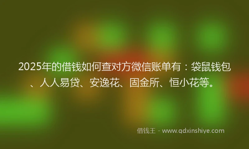 2025年的借钱如何查对方微信账单有：袋鼠钱包、人人易贷、安逸花、固金所、恒小花等。
