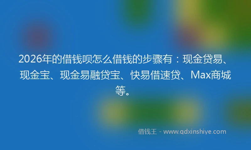 2026年的借钱呗怎么借钱的步骤有：现金贷易、现金宝、现金易融贷宝、快易借速贷、Max商城等。