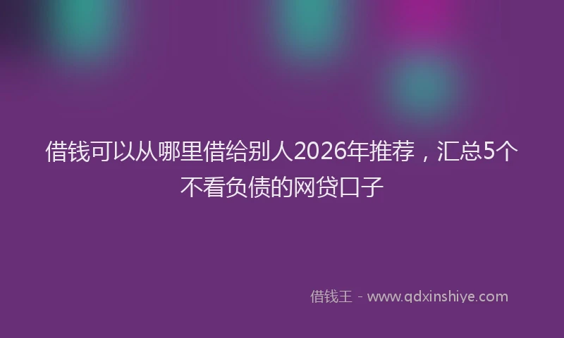 借钱可以从哪里借给别人2026年推荐,汇总5个不看负债的网贷口子
