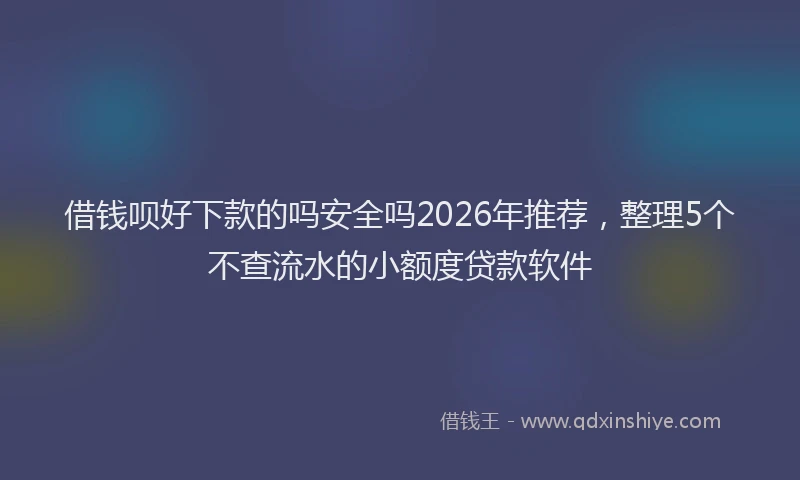 借钱呗好下款的吗安全吗2026年推荐，整理5个不查流水的小额度贷款软件