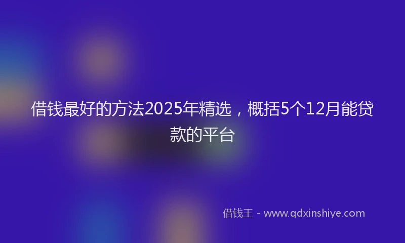 借钱最好的方法2025年精选，概括5个12月能贷款的平台