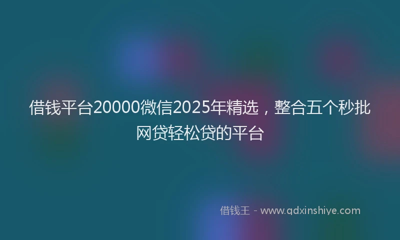 借钱平台20000微信2025年精选，整合五个秒批网贷轻松贷的平台